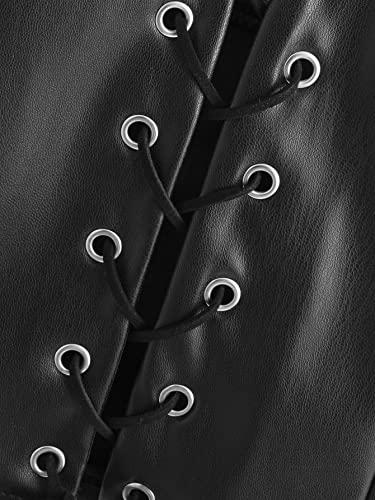 SweatyRocks Women's Faux Leather Crop Tank Top Lace Up Tie Front Halter Tops3