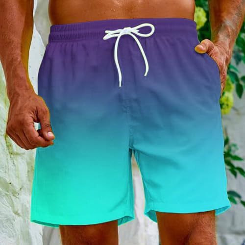 Muscularfit Swimming Trunks for Men Drawstring Color Block Elastic Waist Bathing Suits Hawaiian Beach Shorts with Pockets2