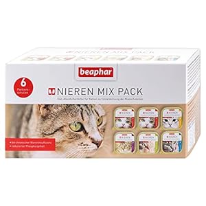 BEAPHAR – Mélange de régime pour chats – Aliment diététique – Teneur réduite en phosphore – Avec huile de saumon précieuse – Soutient la fonction rénale – Aliment doux pour les gourmets – 6 portions x