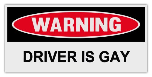 Crazy Sticker Guy Funny Warning Magnets - Driver is Gay - 6