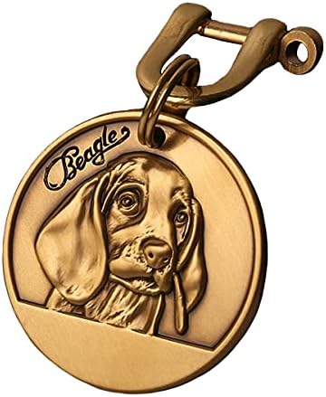 Davisia Pure Copper Pet ID Tags, Personalized Dog Tags,Three-Dimensional Relief pet Pattern, Lettering on The Front and Back. Custom pet Tags (Beagles, Medium)