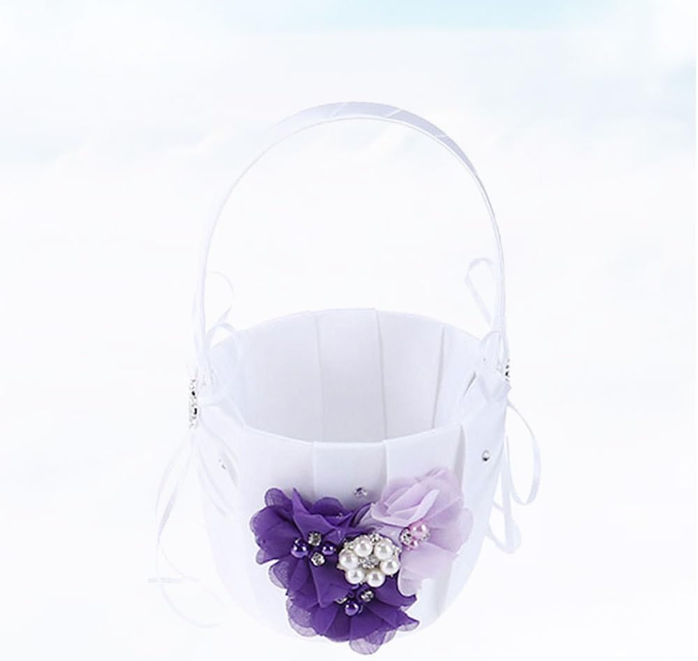 jojofuny Wedding Flower Girl Basket for Ceremony Party Decoration Bridal Petals Holder Basket for Matrimony Processions 4.7X4.7X8.6 Inches