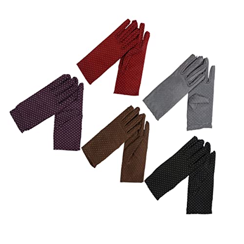 VALICLUD 5pairs Sunscreen Gloves for Women Sun Hand Protectors for Cycling Climbing Riding Comfortable and Stretchy Etiquette Mittens Random Color