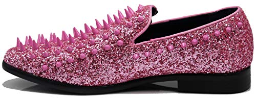 Image of SPK16 Men's Vintage Spike Dress Loafers Slip On Fashion Shoes Classic Tuxedo Dress Shoes
