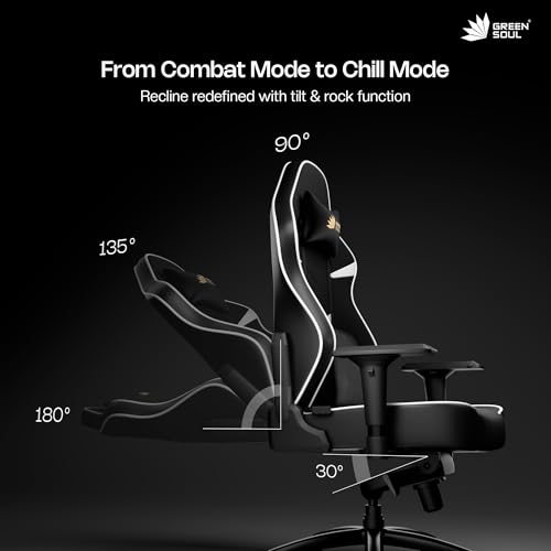 Image of Green Soul Monster Ultimate Series T| Multi-Functional Ergonomic Gaming & Office Chair|Premium Spandex & PU Leather Fabric | Adjustable Neck, Lumbar Pillow | 4D Adjustable Armrests (Black White)