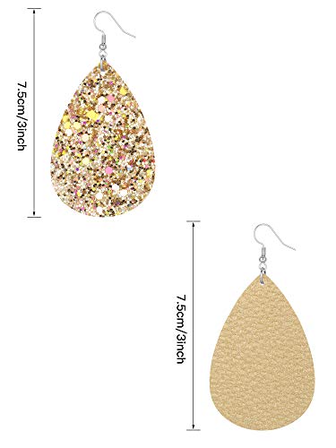 20 Pairs Faux Leather Earrings Lightweight Teardrop Leaf Dangle Earrings Glitter Leather Earrings (Chic Color) #TOP1