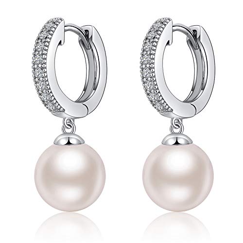 jiamiaoi Pendientes Mujer plata Pendiente Perlas Colgantes Pendientes de plata de ley con perla Pendientes de Perlas cultivadas de Agua Dulce Pendiente Perle Gota para Niña Cover
