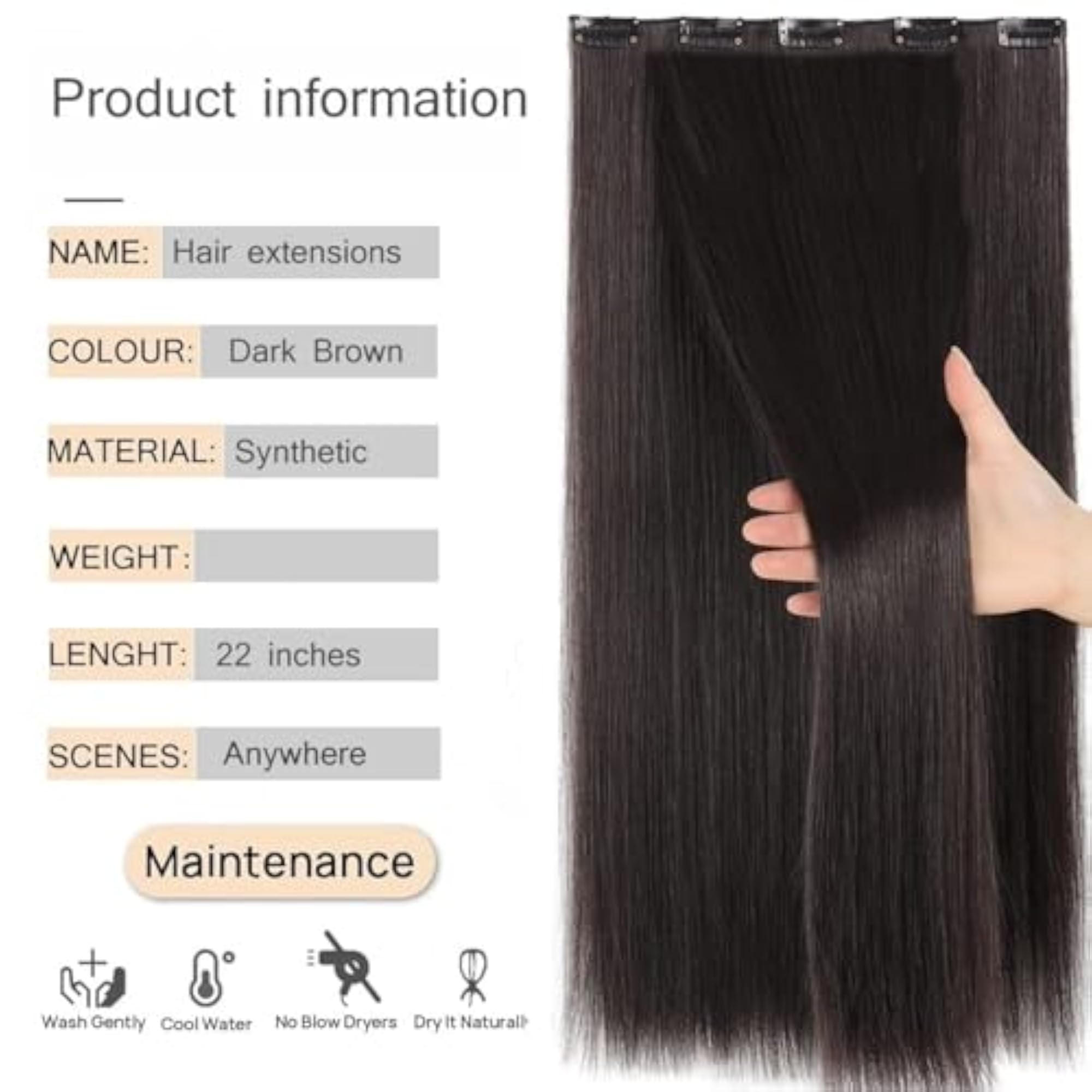 Women's 22 Inch Synthetic Straight Hair Extensions