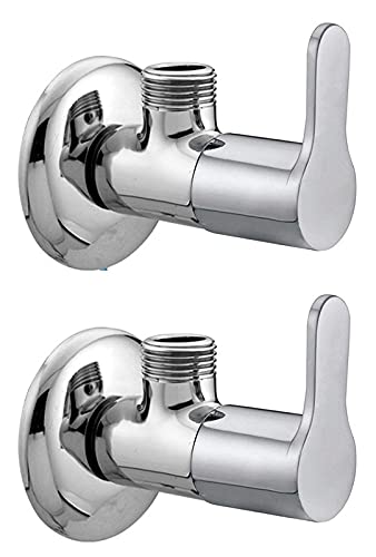 Fusion Stainless Steel Angle Valves with Flange | Heavy Duty Rust Free Angle Cock for Wash Basin, Bathroom, Geyser & Kitchen | Durable Leak Proof Faucet Valve (Pack of 2)