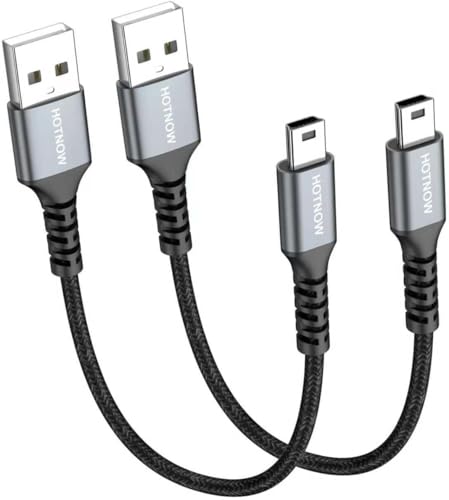 HOTNOW Câble Mini USB court 15cm Lot de 2, Câble USB 2.0 A à Mini B Charge et Synchronisation compatible avec Contrôleur PS3, GPS Garmin, GoPro Hero 3+,...