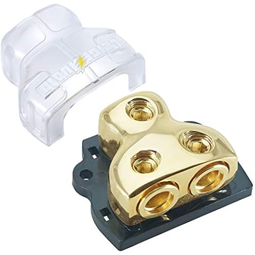 0/2/4 Gauge in 0/2/4 Gauge Out Copper Amp Power Distribution Block for Car Audio Splitter (2WAY)