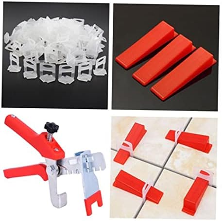 Tile Leveling System Clips 200pcs Tiles Spacers 1/16" Inch(1.5mm) and 100pcs Reusable Wedges, with Tile Pliers for Floor & Wall Construction
