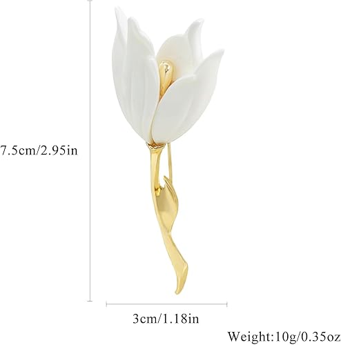 Miniatura 5 de AILUOR - Broche de flores de tulipán esmaltado, moda de ópalo de cristal de diamantes de imitación, ramillete de flores, alfileres de bufanda,