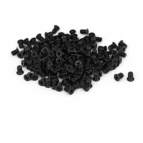 uxcell Computer PC Case HDD M3x4.8mm Flat Phillips Head Hard Drive Screw Black 200pcs