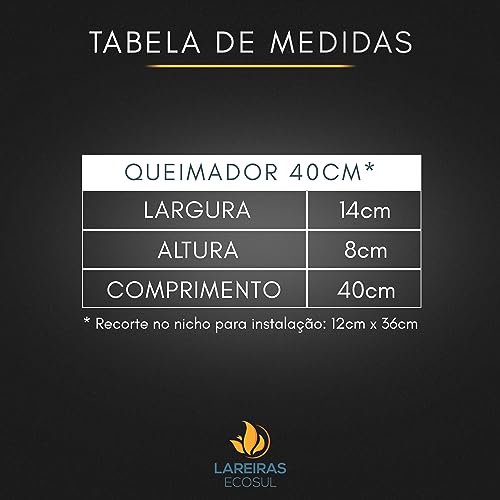Queimador Lareira ecológica a álcool ou etanol 40cm