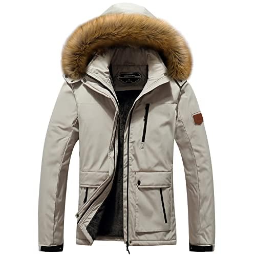 MOERDENG Women's Waterproof Ski Snow Jacket Winter Warm Hooded Snow Coat Mountain Windproof Ski Jacket For Women Light Gray Large