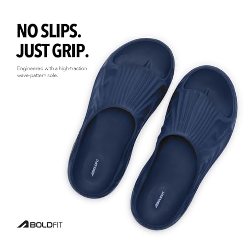 Image of Boldfit Sliders for Man, Stylish PU Strap Slippers for Men,Cushioned Eva Footbed Flip Flops & Anti-Slip Chappal, Lightweight, Durable & Supportive Slider for Everyday Wear