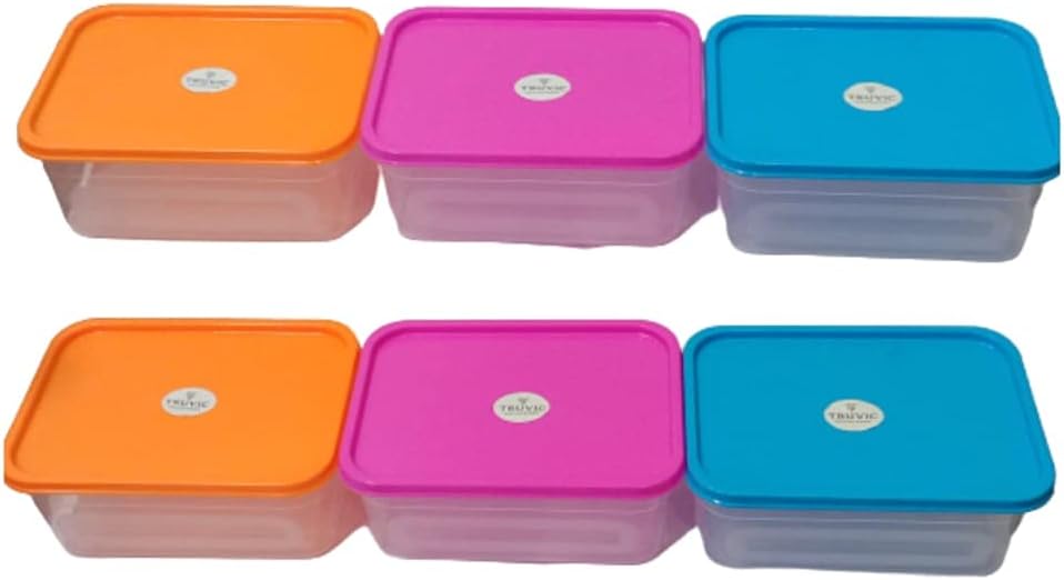 Truvic Large Plastic Container Box,2 LTR (Set of 6, Multy Color) (code-555)
