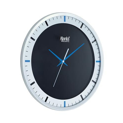 Image of Ajanta 1007 Wall Clock (12.8 Inch / 326mm) - Silent Sweep Non-Ticking Movement - Stylish Blue Home Decor Clock for Living Room, Bedroom, Kitchen