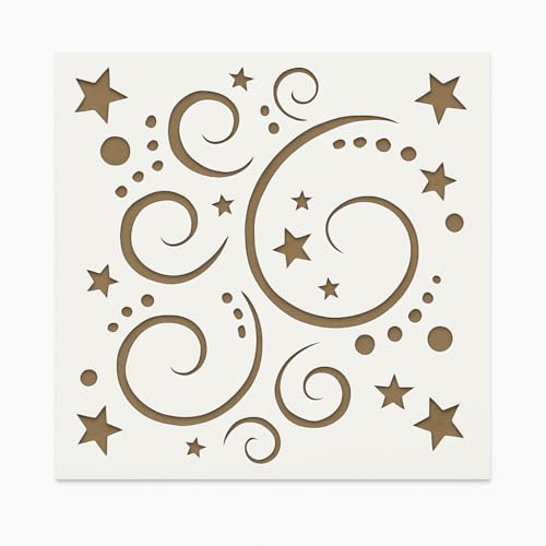Stars and Swirls Stencil – 5.5" x 5.5" Reusable Template