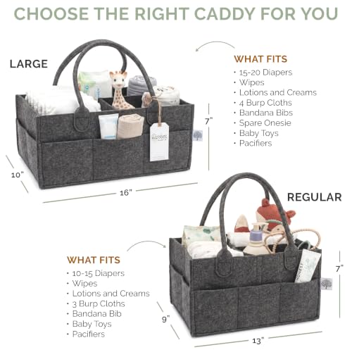 Image of Parker Baby Diaper Caddy - Nursery Storage Bin and Car Organizer for Diapers and Baby Wipes - Charcoal, Regular (Pack of 2)