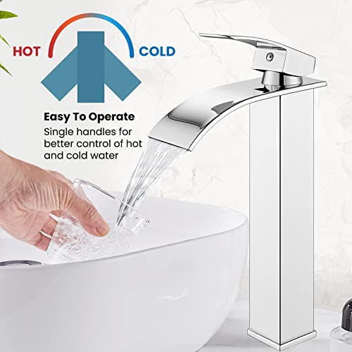 gotonovo Modern Waterfall Tall Bathroom Faucet 1 Hole, Polish Chrome by gotonovo - Used condition - Image 6