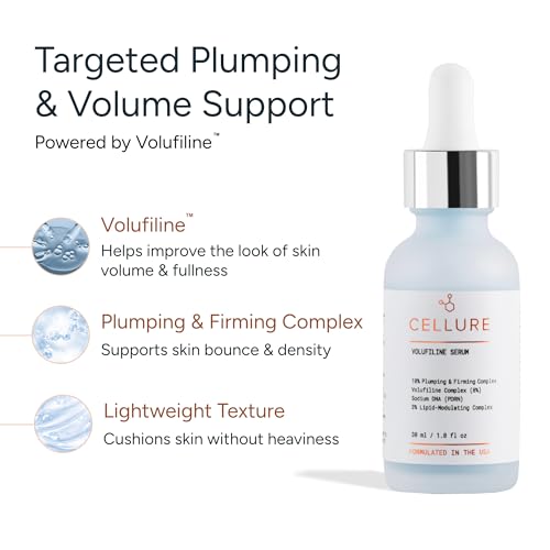 Cellure Volufiline Serum – Plumping & Firming Face Serum with 8% Volufiline, Snow Mushroom & PDRN for Fuller-Looking Skin, 1.0 fl oz (30 mL)