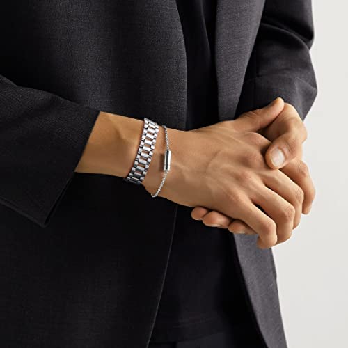 ChainsHouse Wristband ID Bracelets for Men, Stainless Steel/18K Gold/Black Metal Plated, Personalized Engrave Chunky Bracelet Bangle, with Removal Tool, 15MM/15.5MM Width, 8.27-8.66 Inch Length3