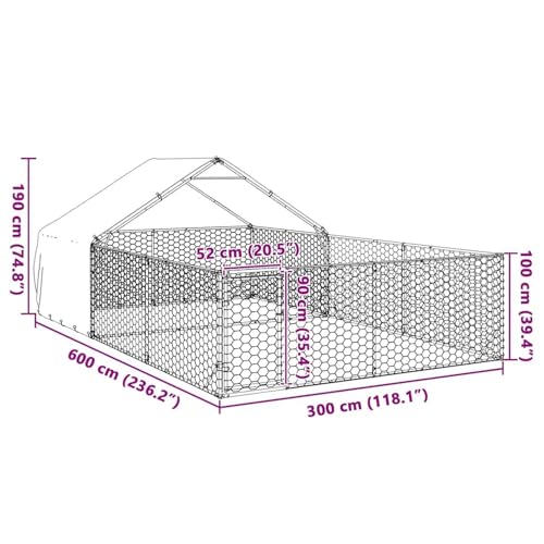 Rantry Outdoor-Hundezwinger mit Auslauf 6x3x1,9 m Verzinkter Stahl Zwinger Model3329242