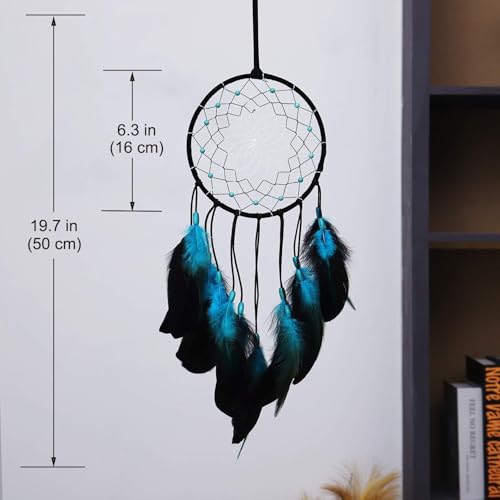 Attrape-rêves MOONFLY plumes bleu cadeau idéal pour anniversaire - 3