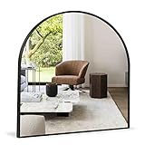 Arched Wall Mirror, Arched Bathroom Mirror, 26x28 inch Black Wall Mounted Mirror for Vanity Bedroom Living Room Entryway