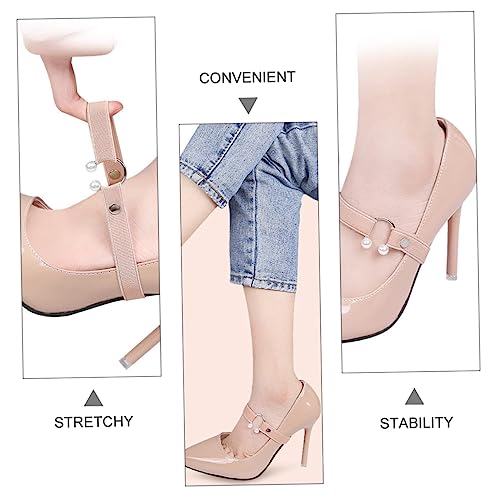 FRCOLOR 3pcs Shoe Straps for Heels Anti-loose Detachable Design with Elastic Material Chic Pearl Decoration for Wedges and Ballet Flats Comfortable Fit for Women3