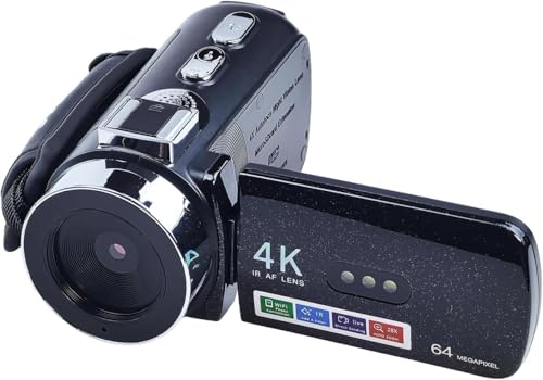Image of Flylin 64MP Camcorder 4K Video Camera, 3.0 IPS HD Screen 28X Digital Zoom 180 Degree Rotation Screen Colour Night Function Vlogging Camera for Digital Camera with WiFi