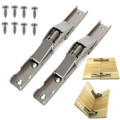 LiJuanWang Charnière de Porte Pliante/étagère,2 pièces Charnière D'étagère,Charniere Porte Placard Hidden Bracket Table Holder,avec Vis,Accessoires de Meubles,pour Portes d'armoire