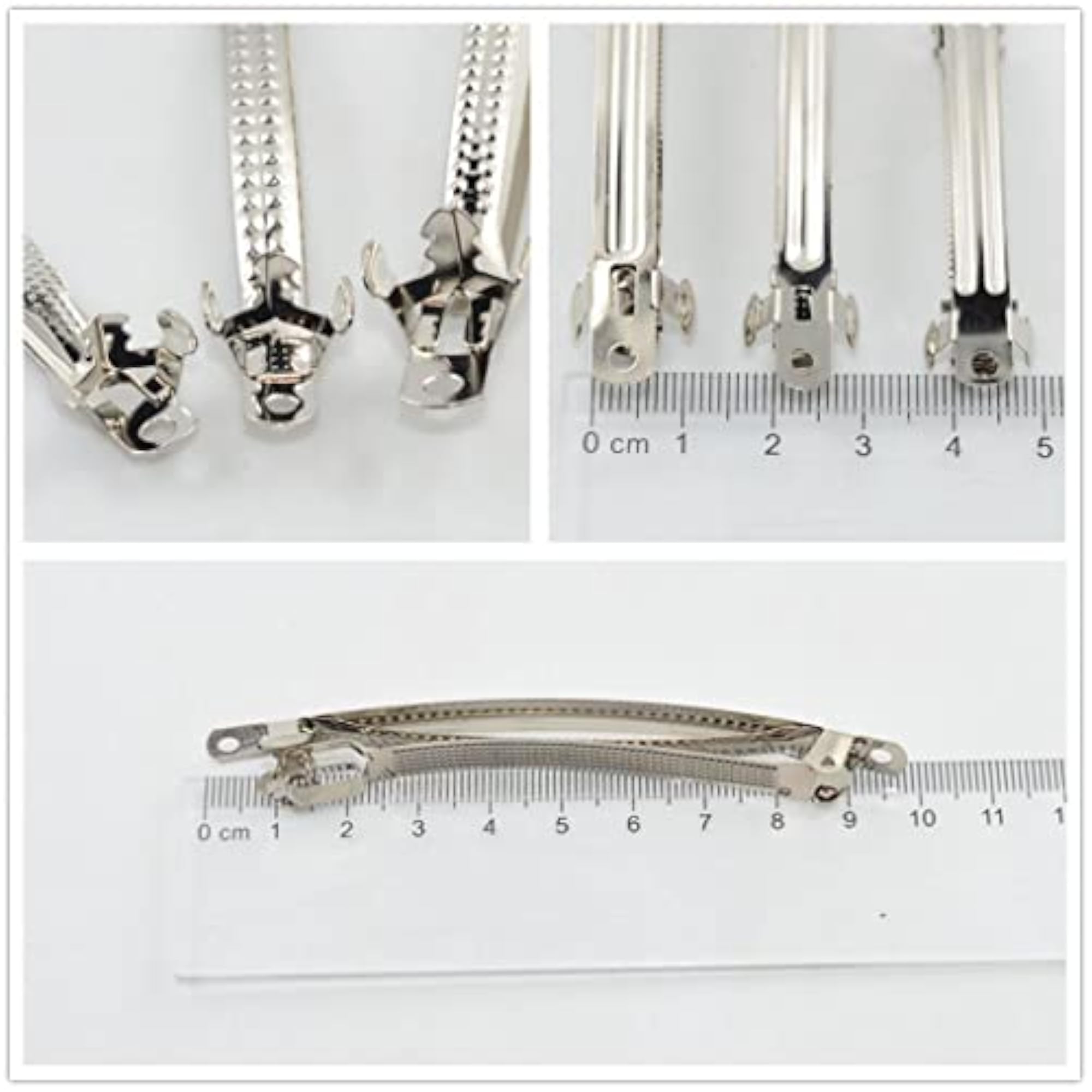 3x10pcs Silver French Style Hair Clips for DIY Craft
