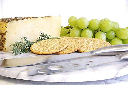 Blizetec Cheese Knife Set 2 Pcs Multipurpose Butter, Fruit And Dessert Knives With 4 Slate Markers, 1 Soapstone Chalk And 1 Gift Bag #TOP5