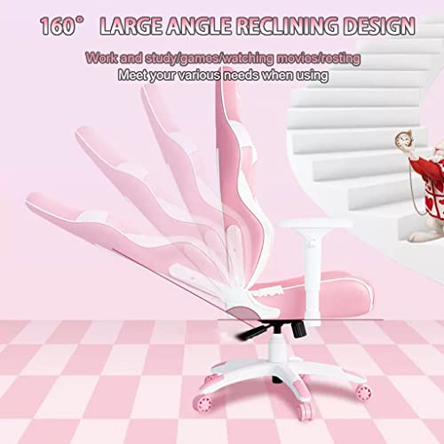 ZYCSH Sedia da Gioco Rosa Fresco Tenero per Ragazze, Sedia Gaming con Reclinabile 160°, Portata 150 Kg/330,7 Libbre - Sedia gaming - Immagine 3
