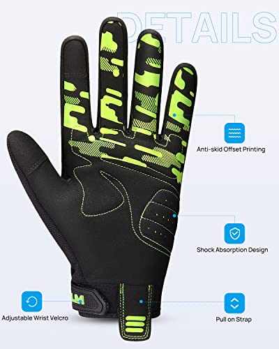 Ilm Motorcycle Gloves For Men And Women Touchscreen Full Finger Motocross Gloves For Bmx Atv Mtb Racing Dirt Bike Gloves Road Riding Cycling Model Jc10 (Green, M) #TOP6