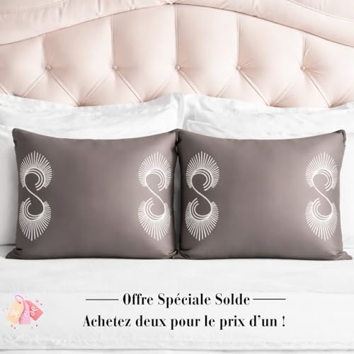 Taie d'oreiller en Soie 50x70-100% Naturelle - 19 mommes - Housse de Coussin Design - pour Les Cheveux Cassants, Fins, Abîmés - Alternative au Foulard, Bonnet de Nuit, Charlotte en Satin (Gris) – vue 9