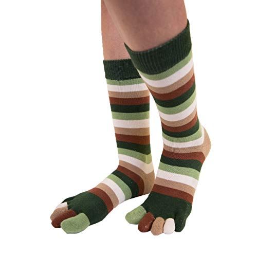TOETOE - Essential High-Crew Stripy Cotton Toe Socks (Earth, 4.5-11.5)3