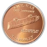 H.L. Hunley Submarine Civil War Commemorative 1 oz Pure .999 Copper Round Collectible Coin in Capsule