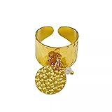 Acier Bague large pampilles/breloques \