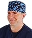 Mens and Womens Medical Scrub Cap - Blue Liquid Flames On Black
