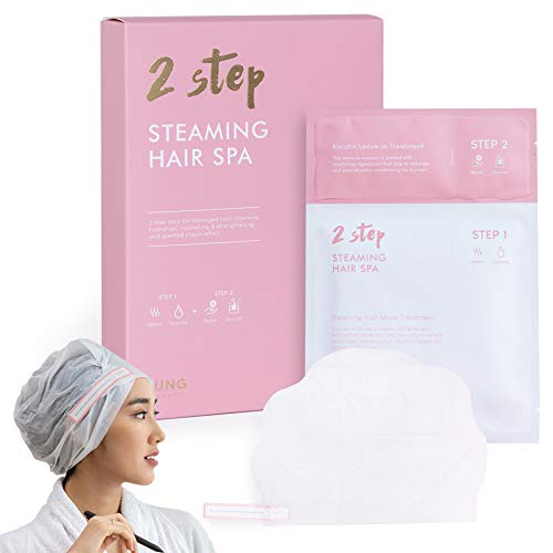 Jung Beauty 2 Step Steaming Hair Spa / Deep Conditioning Repair Treatment for Damaged and Frizzy Hair / Miracle Korean Leave-in Keratin Hair Mask with Coconut Oil (Pack of 5)