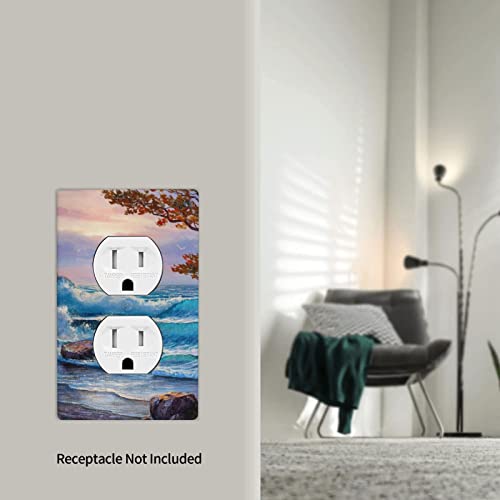 Sea Landscape Art Light Switch Plate Oil Painting Decor Decorative Wall Outlet Covers Wall Art Decor Retro Single Duplex Wall Plates #TOP5