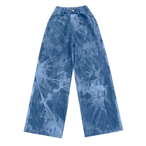 Girls' Baggy Jeans Candy Colors High Rise Elastic Waist Wide Leg Washed Denim Pants Casual Jean Trousers with Pockets4