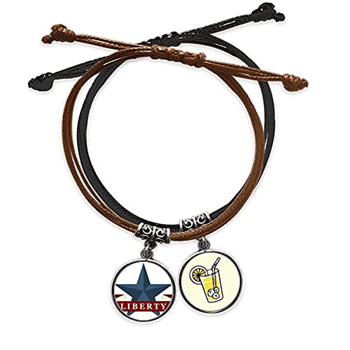Bracelet cuir jus de citron avec chaîne corde fait main et slogan liberté
