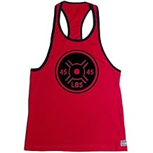 Red Tank Top with Black Trim with 45LB.Plate Design in Black