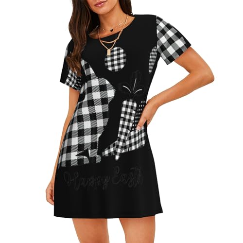 Chemise de nuit Happy Easter pour femmes en coupe ample haut de gamme