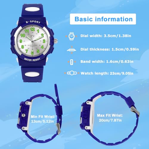 Image of CKV Kids Watch for Boys Girls Ages 5-12, Waterproof Time Teacher Easy to Read Analog Sport Outdoor Children Watches with Soft Band for Kids